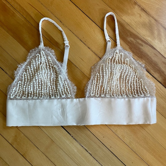 Victoria's Secret Other - Victoria's Secret Beaded Lace Bralette Silk Bridal Bachelorette Date Night